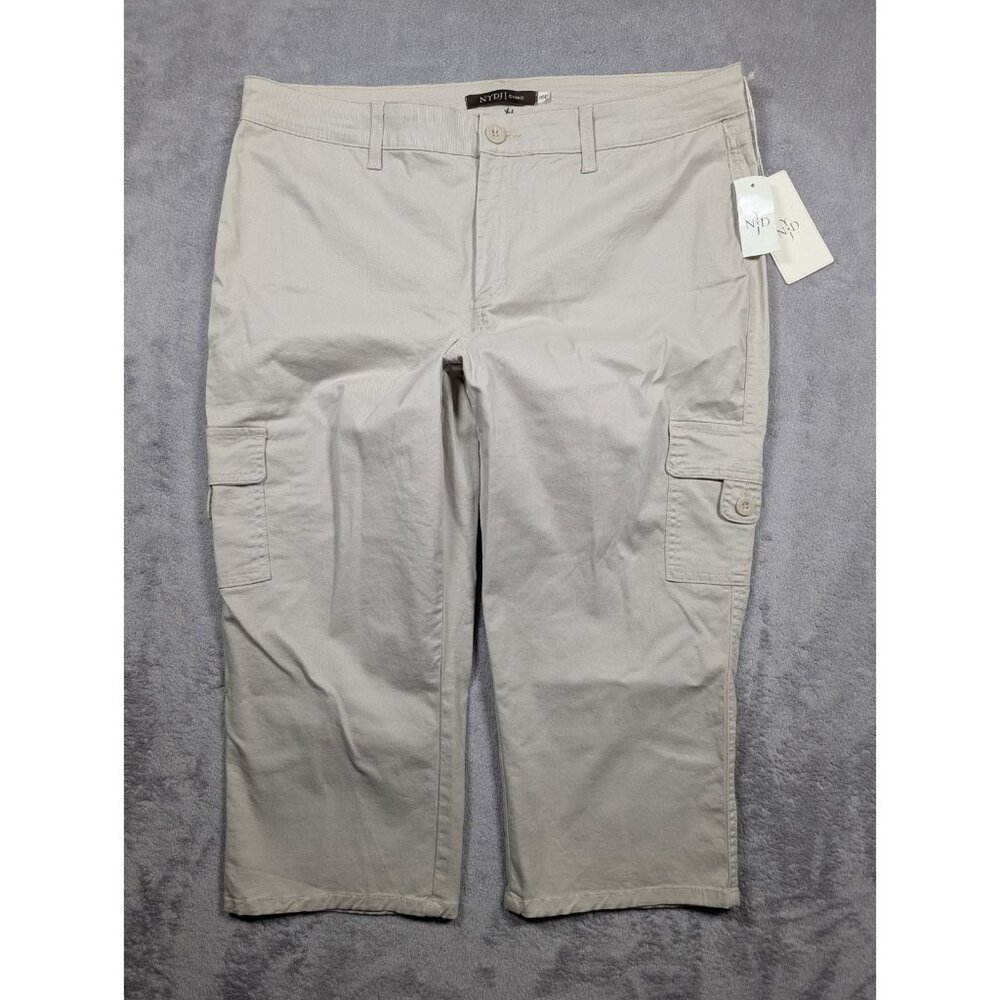 NYDJ Chino Capri Pants Womens Size 16 Petite Khaki Lift Tuck Technology Shaping